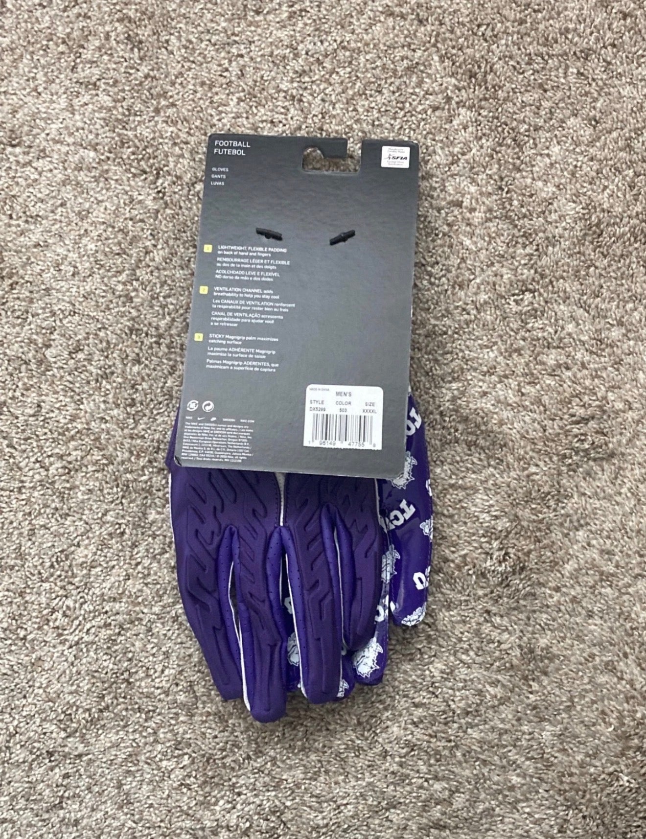 NCAA TCU FOOTBALL GLOVES